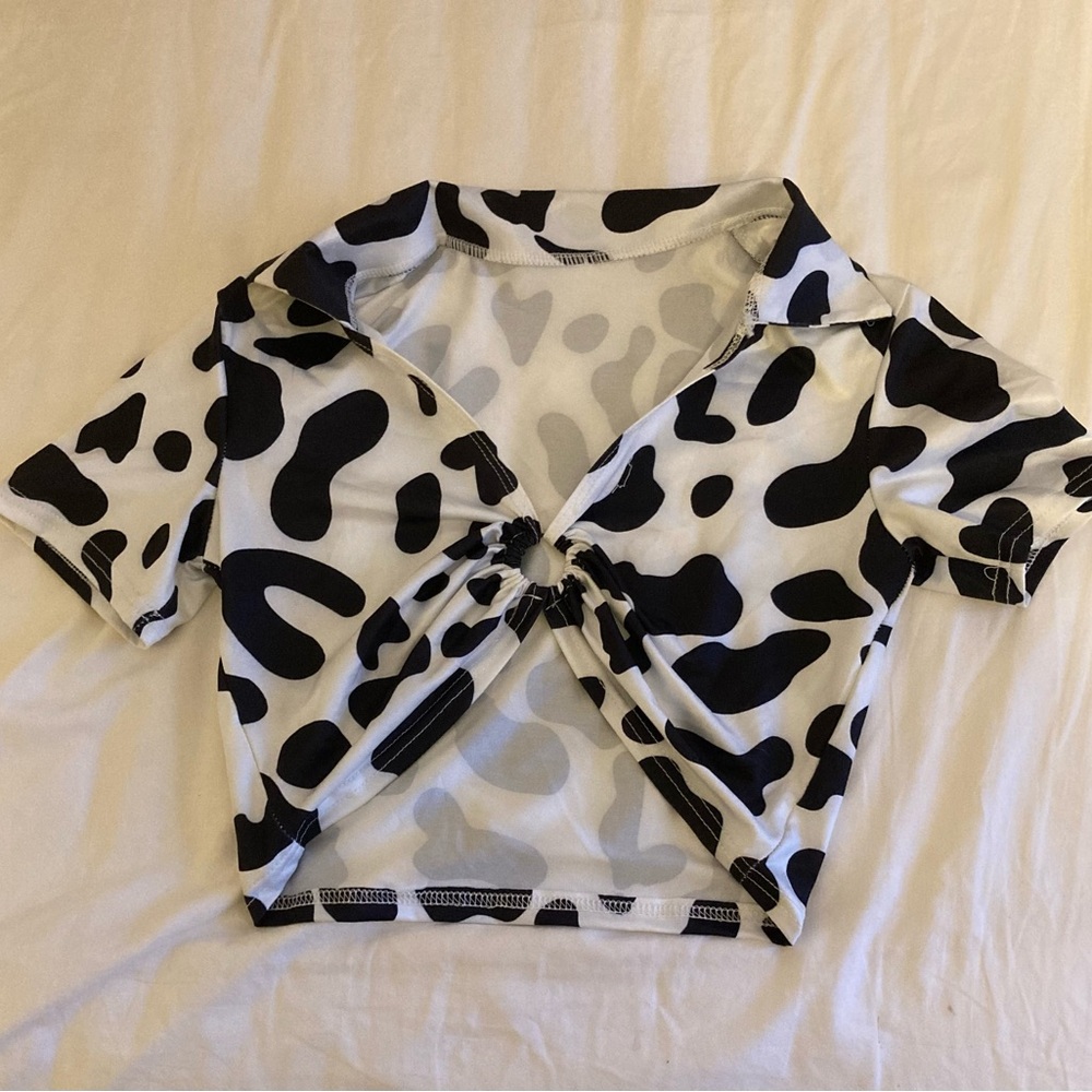Cow print crop top size medium